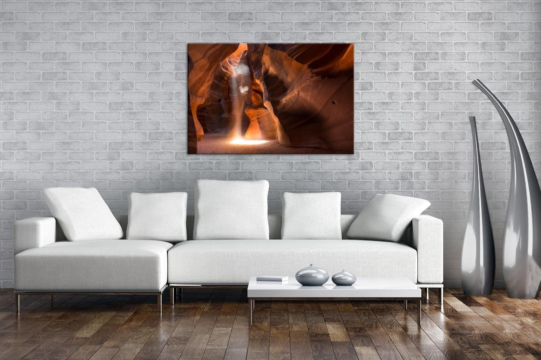 deyoli Höhle mit Licht Format: 80x60 cm als Leinwandbild, Motiv fertig gerahmt auf Echtholzrahmen, H