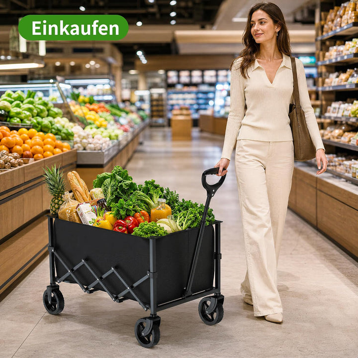 Faltbarer Wagen mit Rädern, zusammenklappbarer Wagen mit verstellbarem Griff, 100L und 550LB grosse