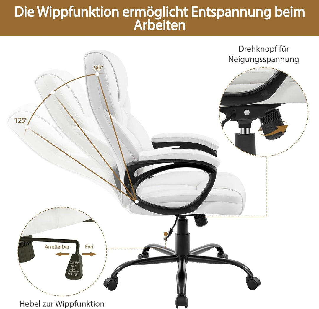 Yaheetech Bürostuhl ergonomisch Chefsessel Schreibtischstuhl Drehstuhl Polsterung Höhenverstellbarer