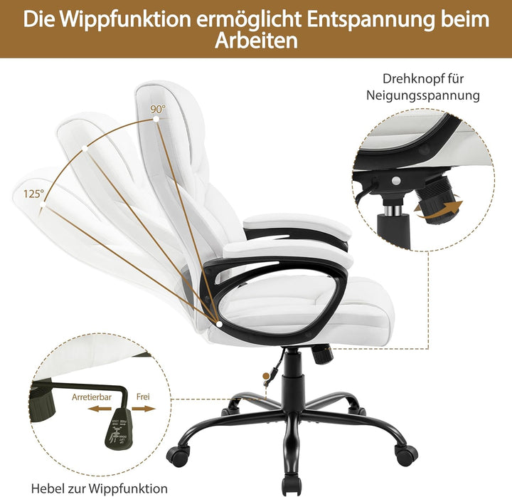 Yaheetech Bürostuhl ergonomisch Chefsessel Schreibtischstuhl Drehstuhl Polsterung Höhenverstellbarer