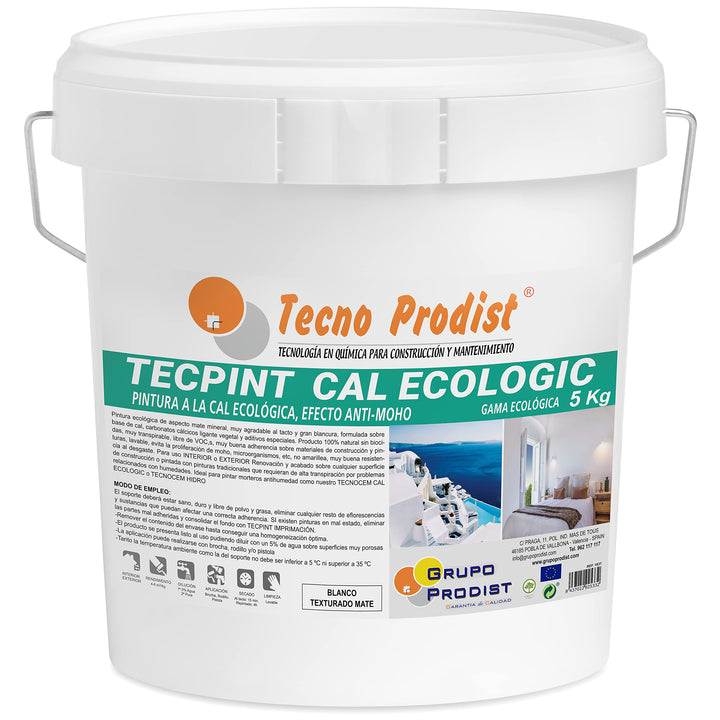 Tecno Prodist TECPINT KALK ECOLOGIC (5 Kg) Kalkfarbe auf Wasserbasis für den Aussen- und Innenbereic