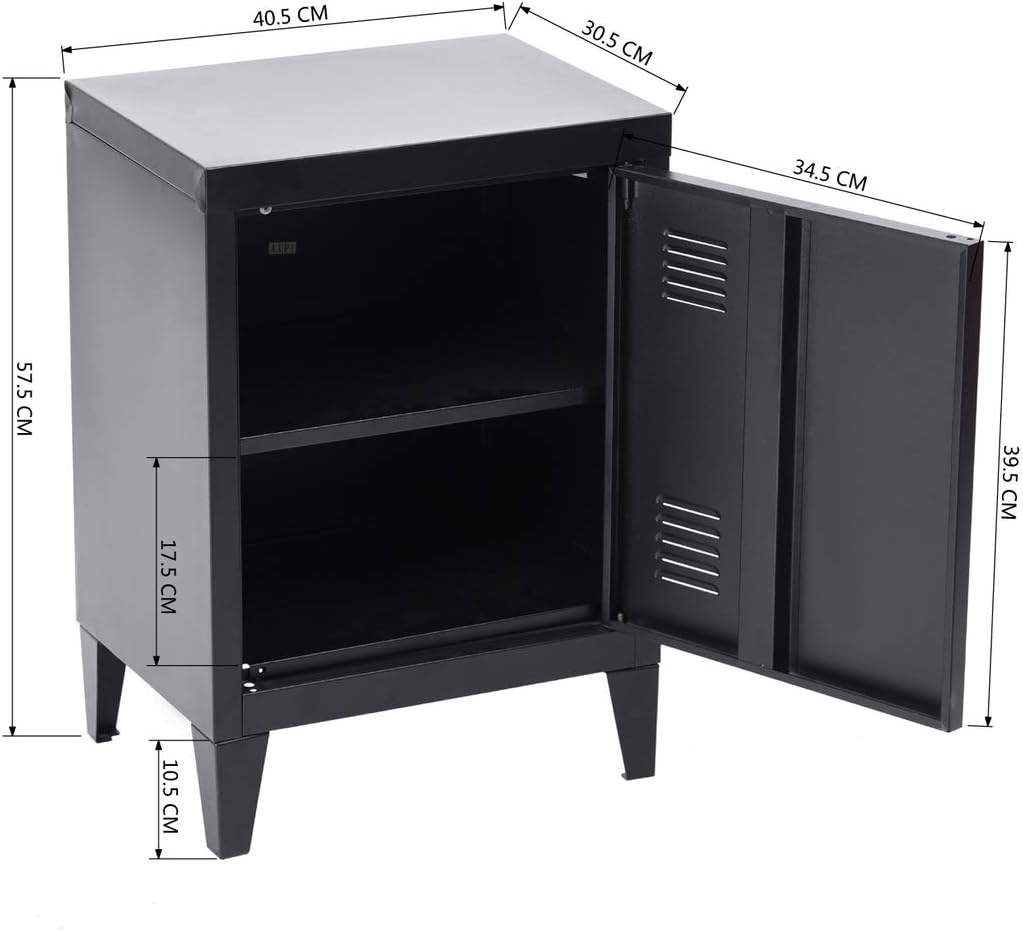 Kleiner Lagerschrank, Stahlschrank, Aktenschrank, Freistehender Schrank mit 4 stabilen Metallbeinen