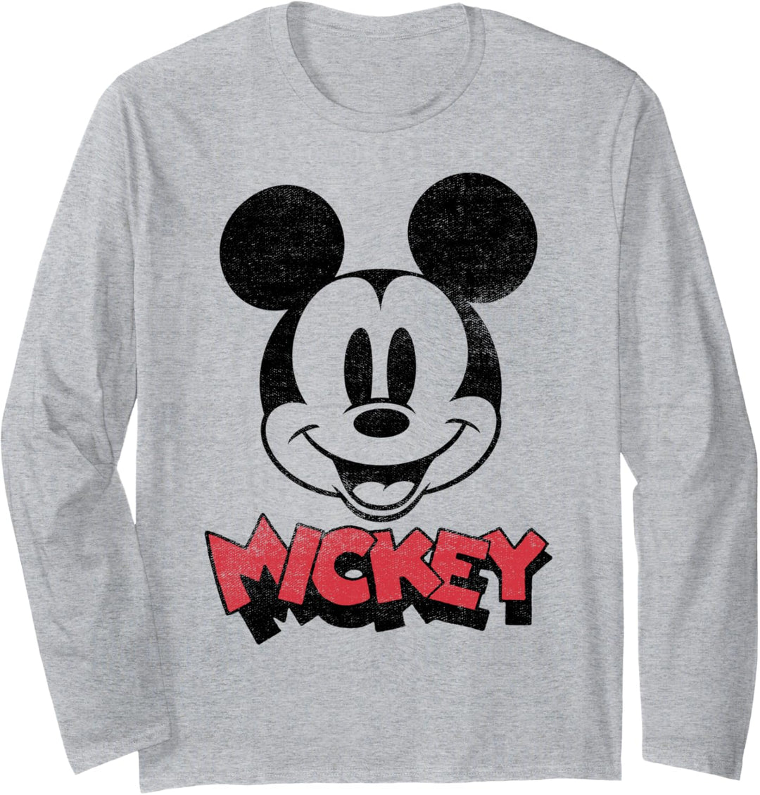 Disney Mickey And Friends Mickey Simple Big Face Langarmshirt