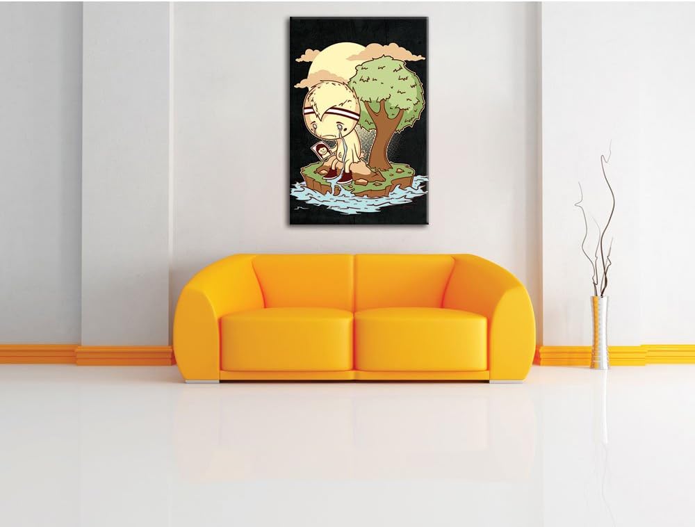 Dark Cry me a river black Bild auf Leinwand, XXL riesige Bilder fertig gerahmt mit Keilrahmen, Kunst