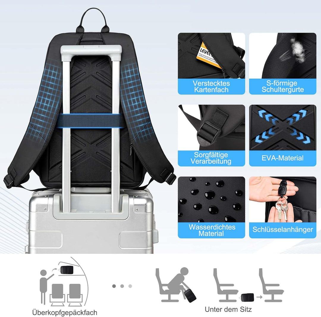 FENRUIEN Leichter Business Rucksack Herren 15.6 Zoll Wasserdicht Notebook Laptop Backpack 13L Laptop