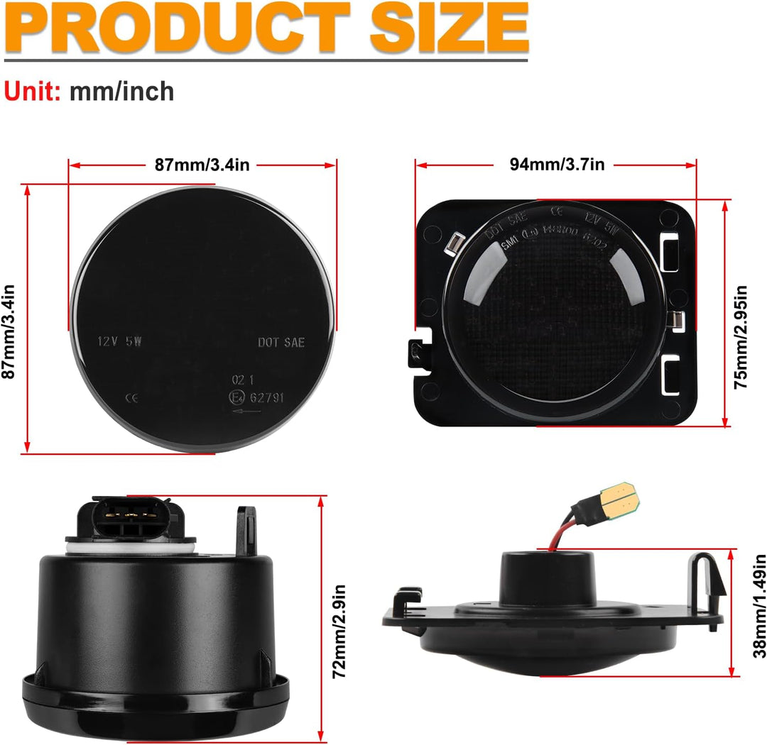 4 Stück LED Front Blinker Seitenblinker für Jeep Wrangler JK 2007-2015, Blinker mit Canbus Fehlerfre