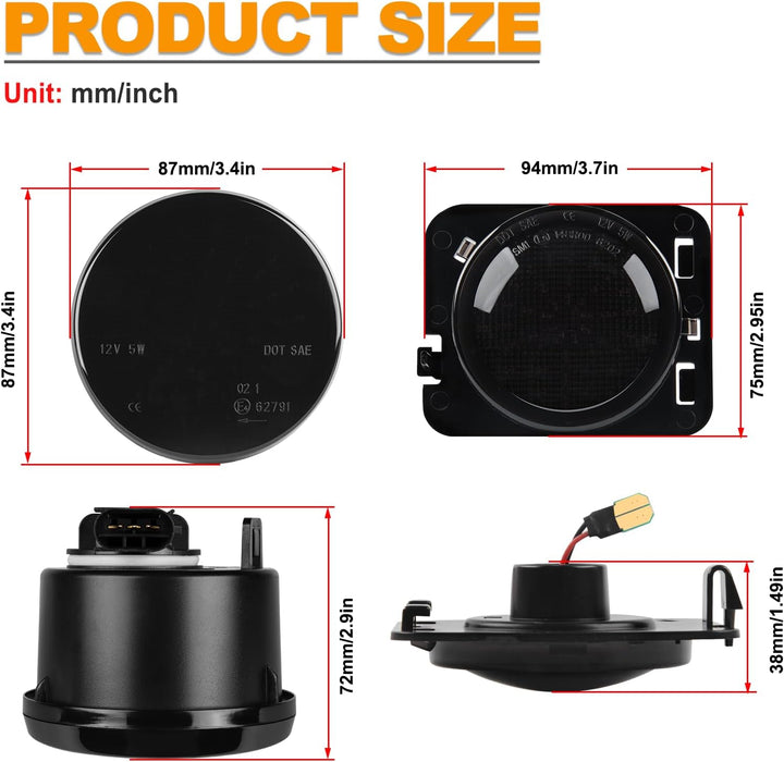 4 Stück LED Front Blinker Seitenblinker für Jeep Wrangler JK 2007-2015, Blinker mit Canbus Fehlerfre