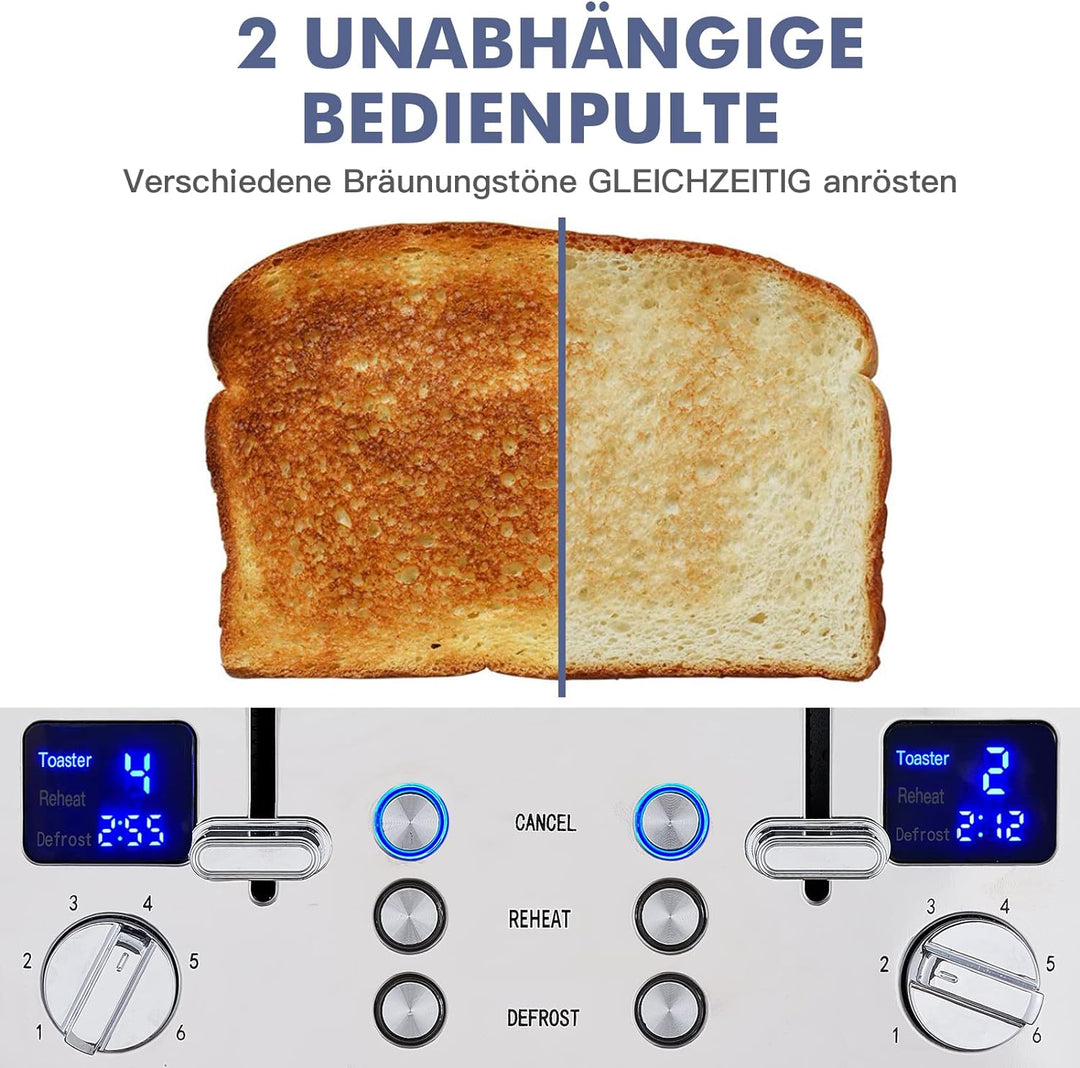 Toaster 4 Scheiben, CUSIMAX Toaster Edelstahl mit LED-Anzeige & 4 extra breiten Toaster schlitzen, 2