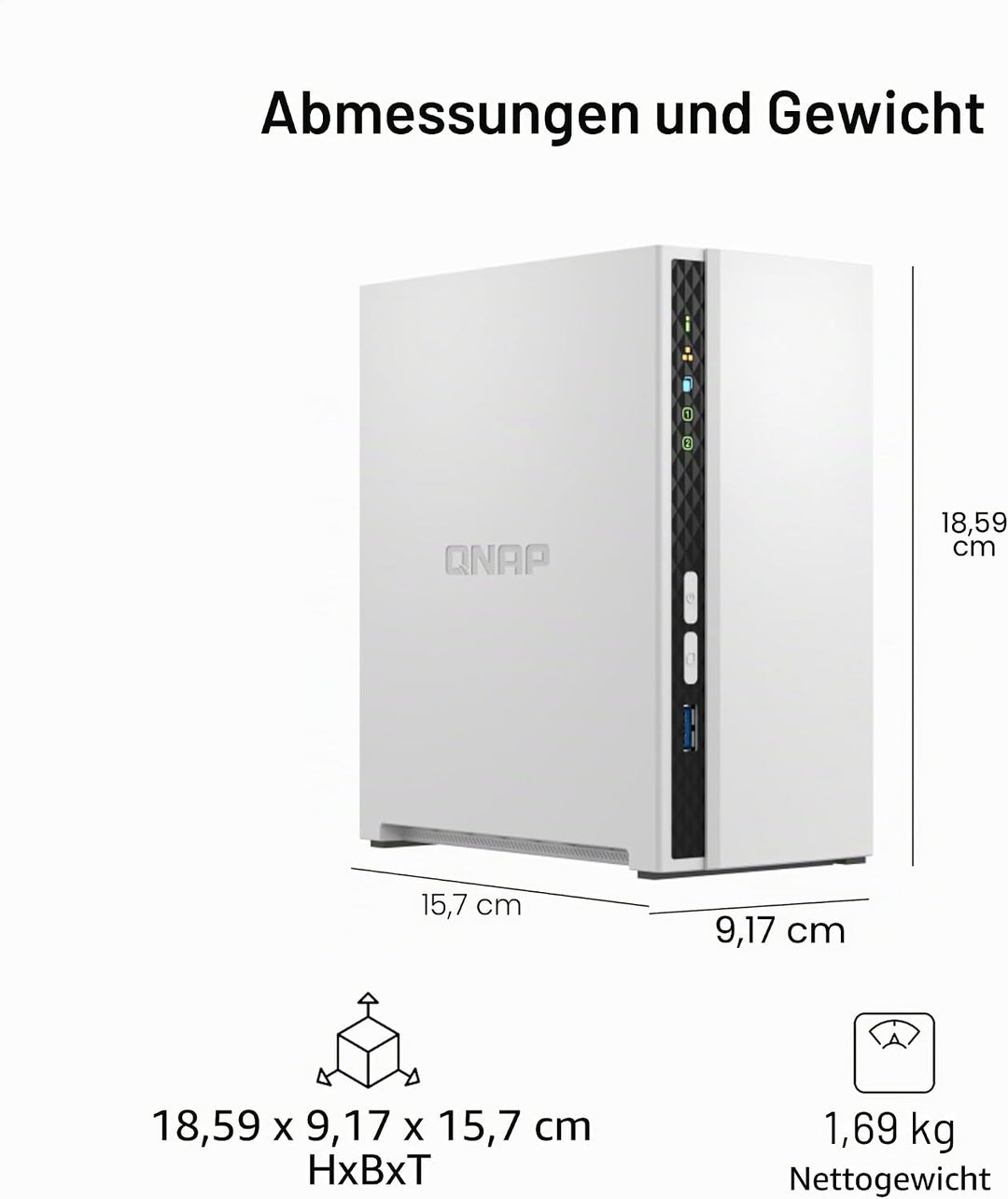 QNAP TS-233-US 2 Bay Günstiger Desktop NAS mit ARM Cortex-A55 Quad-Core-Prozessor und 2GB DDR4 RAM (