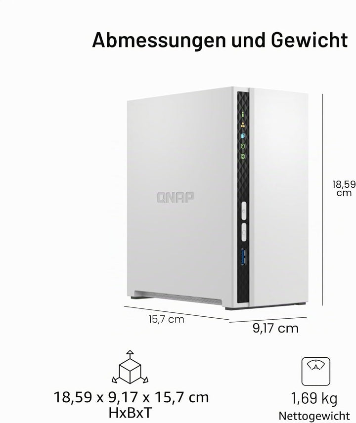 QNAP TS-233-US 2 Bay Günstiger Desktop NAS mit ARM Cortex-A55 Quad-Core-Prozessor und 2GB DDR4 RAM (