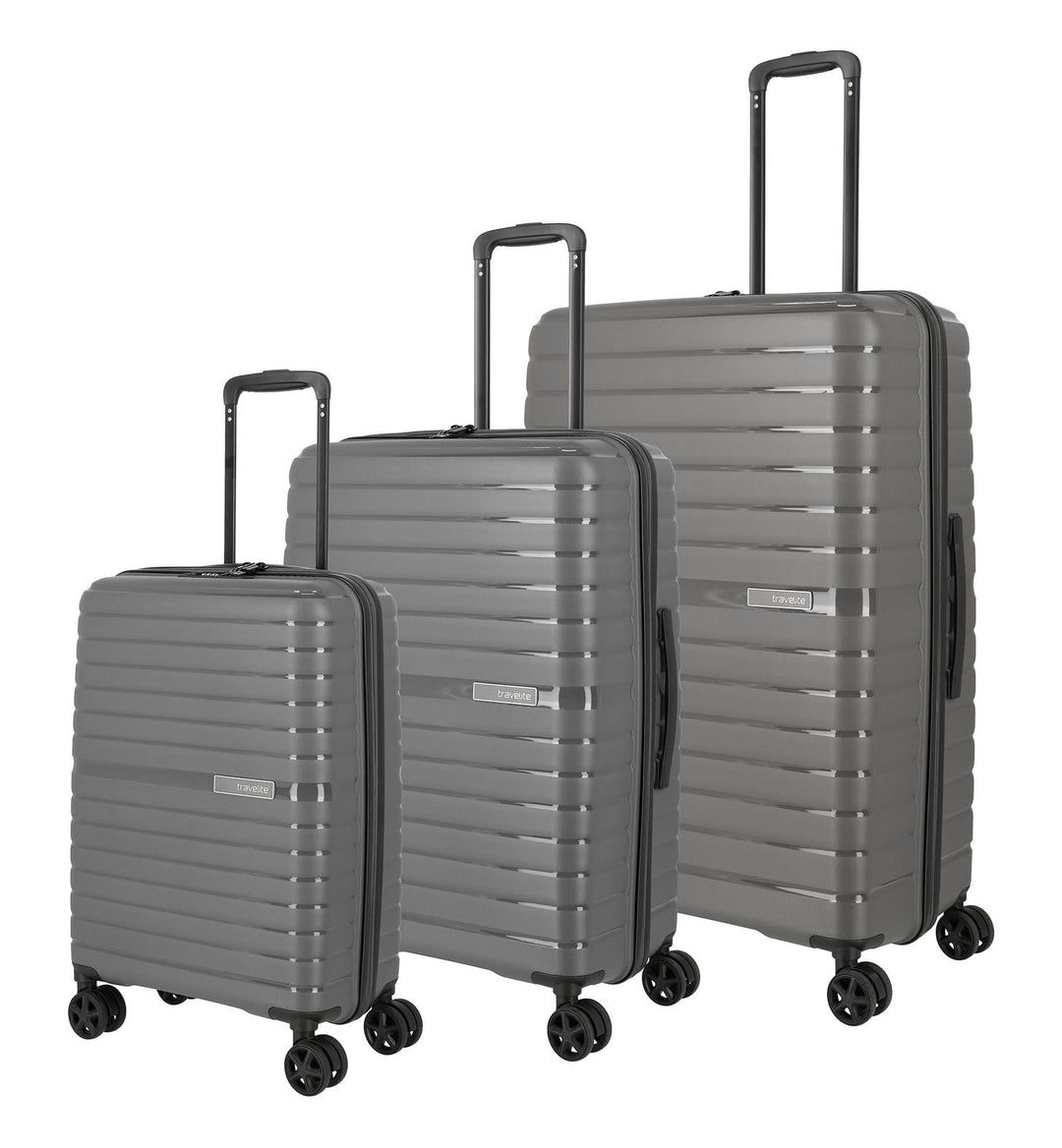 Travelite Trient Hartschalen Trolley Set mit 4 Rollen, Trolley Set L/M/S Anthrazit, Anthrazit