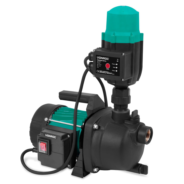 VONROC Gartenpumpe selbstansaugend - Automatische Wasserpumpe 800W, 3300l/h, 4bar - Hydrophorpumpe m