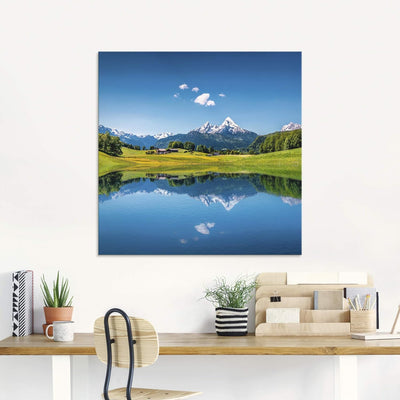 ARTland Glasbilder Wandbild Glas Bild Set 4 teilig 120x70 cm Querformat Alpen Berge Bergsee See Natu