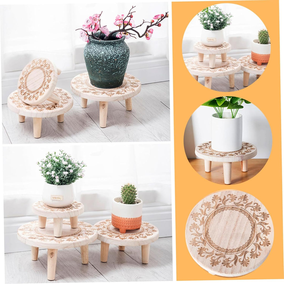 Holzpflanzständer, 8,7 x 3,9 Zoll Holz runder Pflanzenstreiber, dekorativer kleiner Pflanzenhocker,