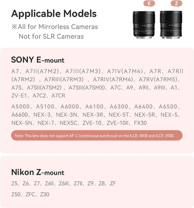 TTARTISAN 75mm F2.0 Kameraobjektiv für Nikon Z Mount Autofokus Vollformat Portrait objektiv