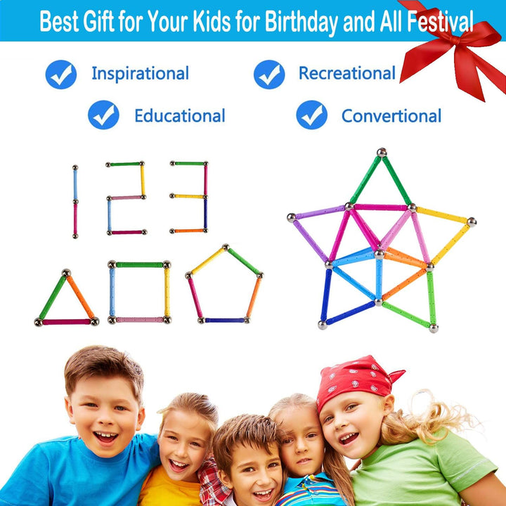 204 Stück Magnetische Bausteine, Spielzeug, Magnet Lernspielzeug, Magnetblöcke, Stapelspielzeug-Set