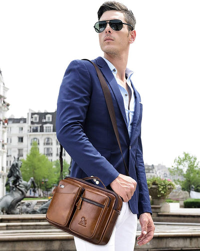 FANDARE Umhängetasche Herren Schultertasche Männerhandtasche Laptoptasche Leder Messenger Bag Arbeit