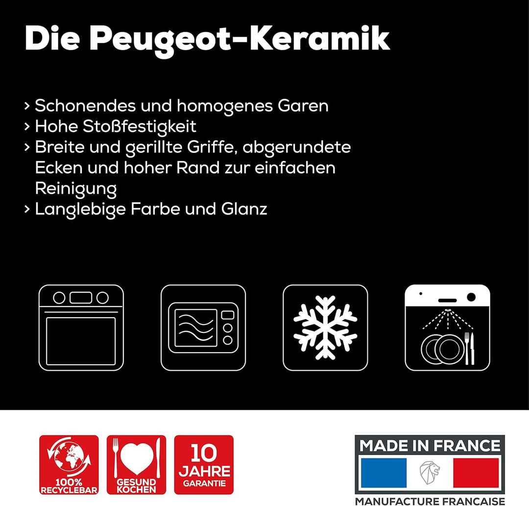 PEUGEOT - Rechteckige Auflaufform aus Keramik - 32 cm x 21,7 cm x 7,2 cm - Fassungsvermögen: 2,7 L -