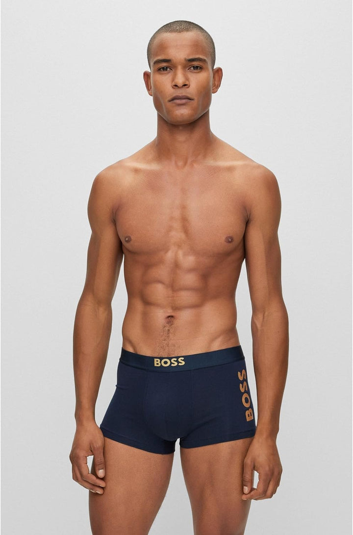 BOSS Herren Unterw�sche Unterhosen Trunk Cotton Stretch M -404 Dark Blue, M -404 Dark Blue
