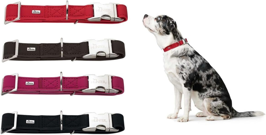 HUNTER SOFTIE ALU-STRONG Hundehalsung, Hundehalsband, Kunstleder, Aluminium Klickverschluss, XL, sch