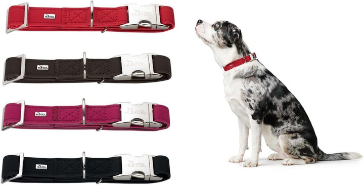HUNTER SOFTIE ALU-STRONG Hundehalsung, Hundehalsband, Kunstleder, Aluminium Klickverschluss, XL, sch