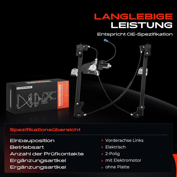 Frankberg Fensterheber Mit Motor Vorne Links Kompatibel mit Freelander L314 / LN SUV 1998-2006 LR006