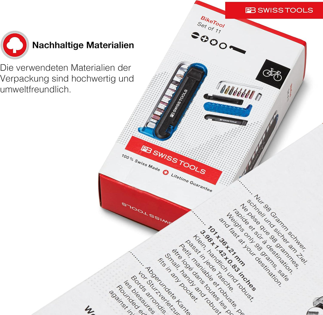 PB Swiss Tools Fahrrad Multitool PB 470 | 100% Swiss Made | Multitool Werkzeug mit Bits, Winkelschra