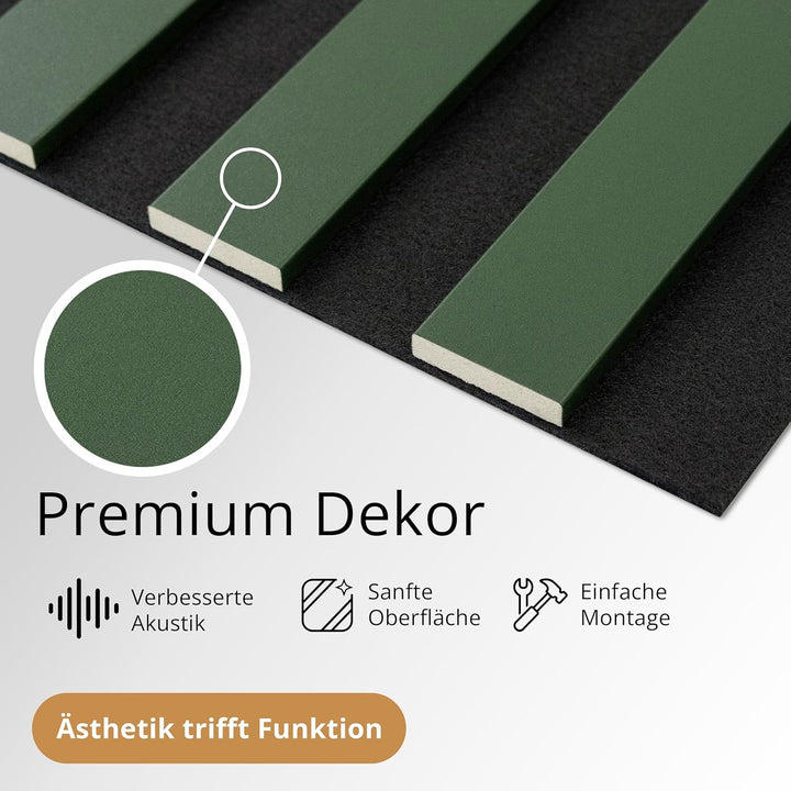 wohnartig® Akustikpaneele SPAZIO 1,404m² – 260cm x 54cm* Set – (Set = 2Stück 260cm x 27cm) | Farbe: