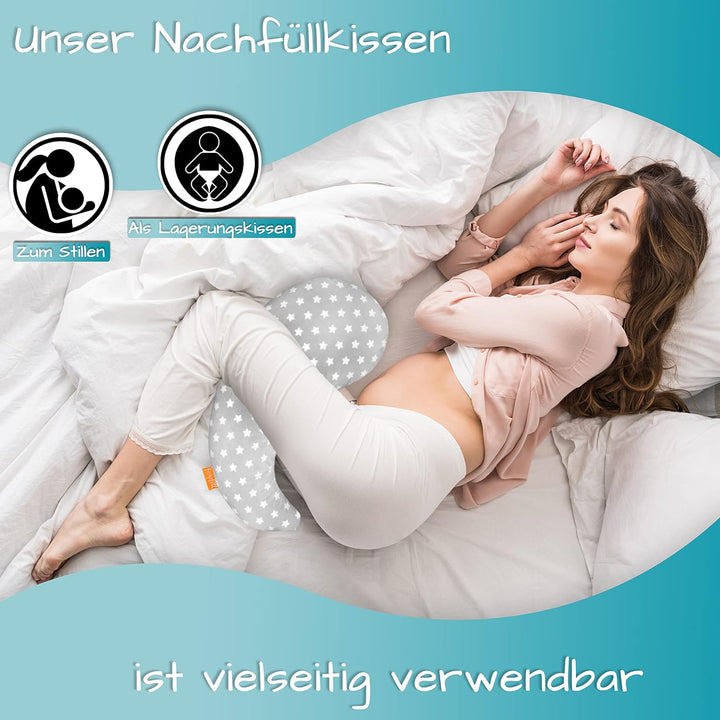 joyfill® Stillkissen Mikroperlen 190cm inkl. Nachfüllkissen I Schwangerschaftskissen - Made in Germa
