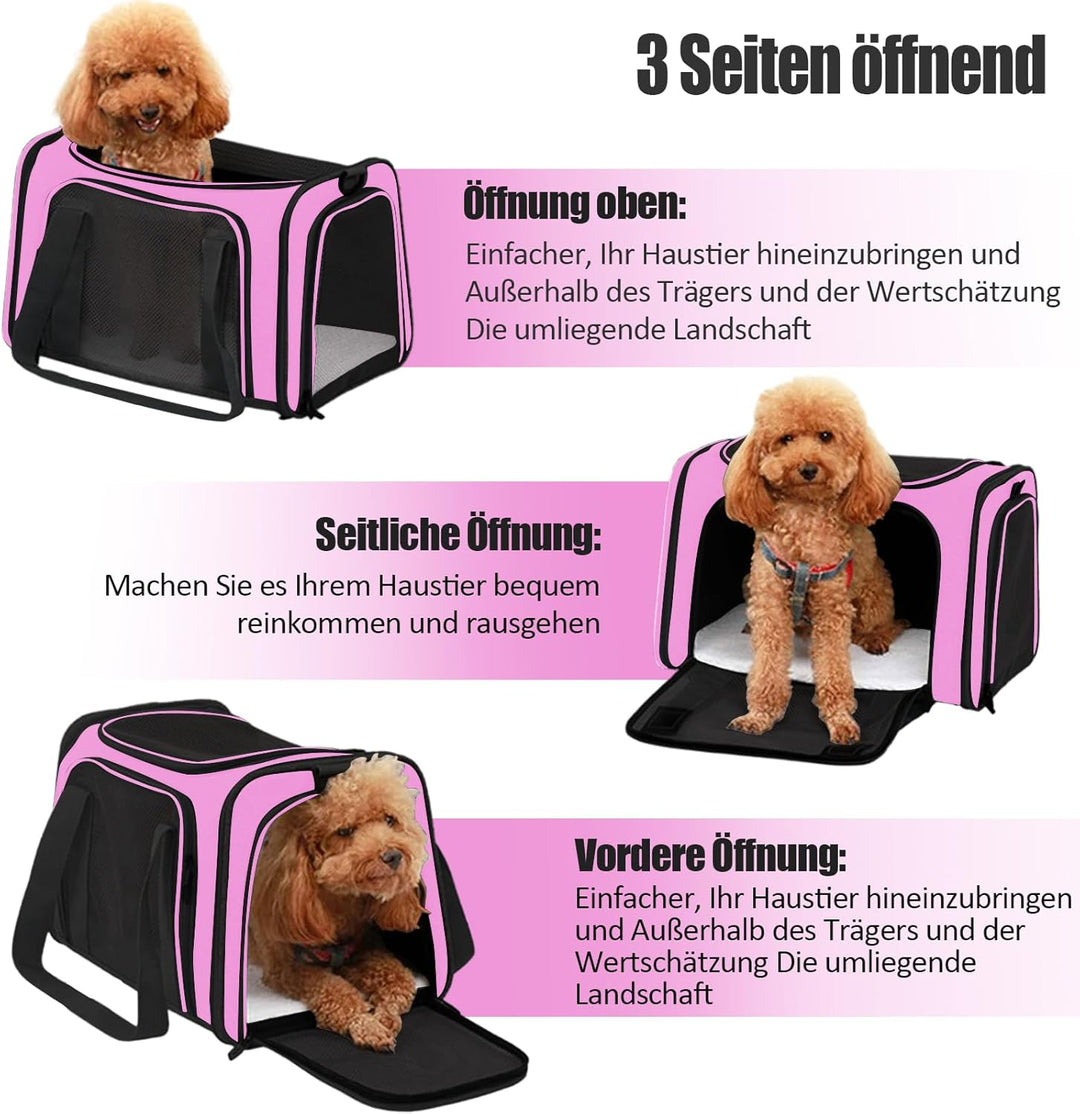 TOFFCAEA Transporttasche für Katze Hund, Hundetransportbox, Faltbare Katzentransportbox, tragbar, 5k
