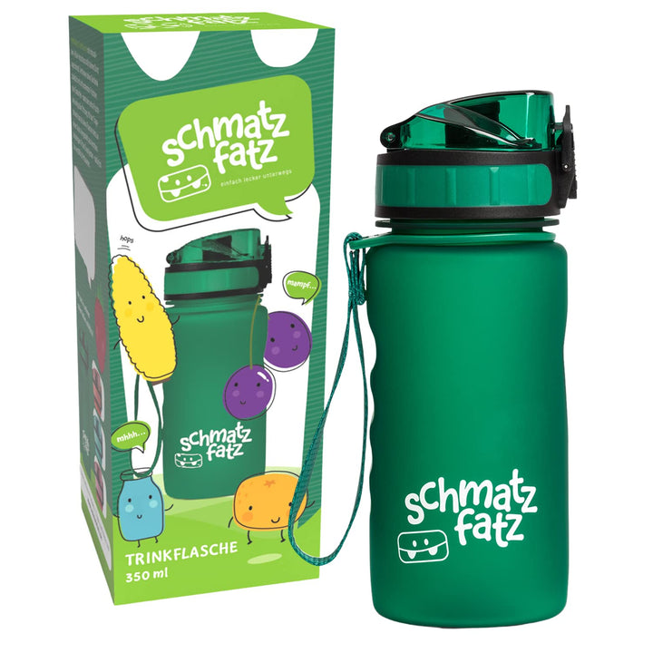 schmatzfatz Trinkflasche Kinder Auslaufsicher - 350ml, Grün - Trinkflasche Kohlensäure geeignet, Was