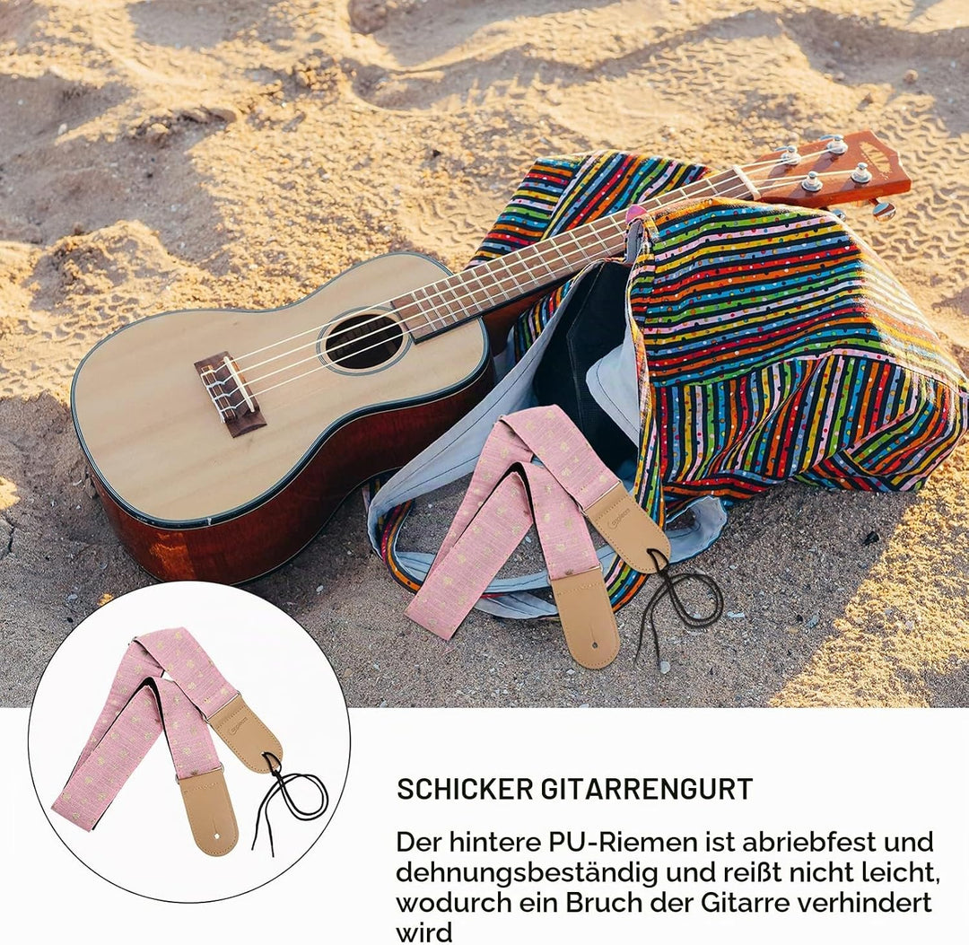 HEALLILY Breite Gitarre Strap Schulter Gurt Herz Muster Nylon Uke Strap Musical Instrument Schulter