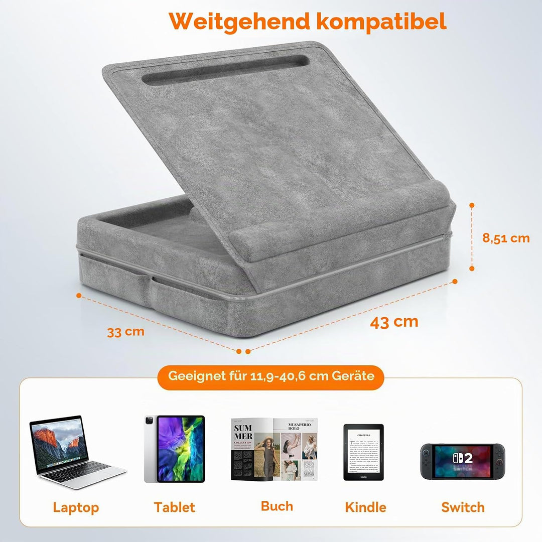 KDD Laptopkissen Schoss mit Aufbewahrung, Laptop Tisch für Bett/Sofa/Couch, Verstellbarer Laptop Unt