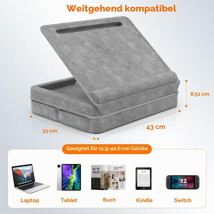 KDD Laptopkissen Schoss mit Aufbewahrung, Laptop Tisch für Bett/Sofa/Couch, Verstellbarer Laptop Unt