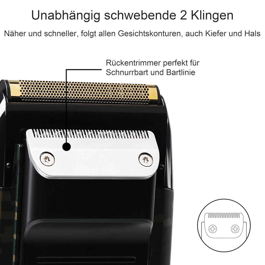 KEMEI Folienrasierer für Männer Elektrischer Rasierer mit Kahlrasur Schnurlose Elektrorasierer mit L