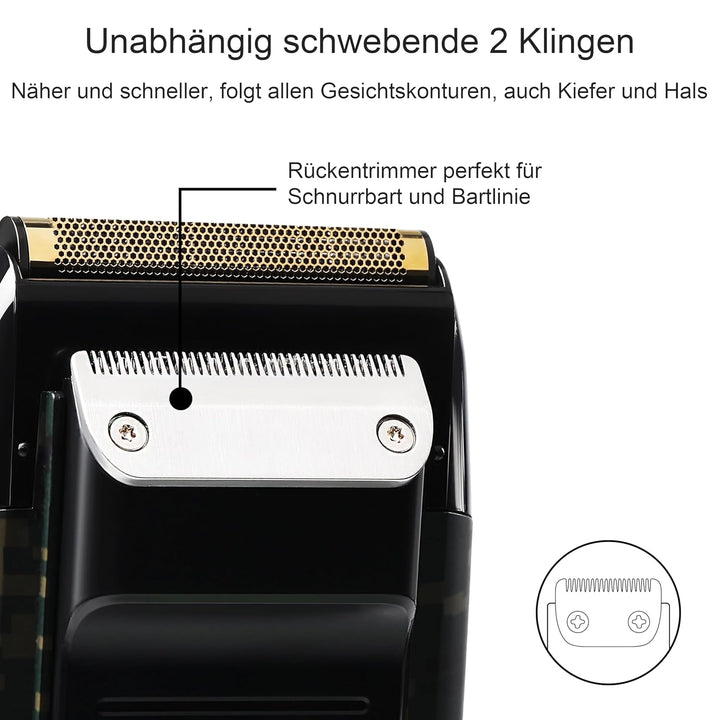 KEMEI Folienrasierer für Männer Elektrischer Rasierer mit Kahlrasur Schnurlose Elektrorasierer mit L