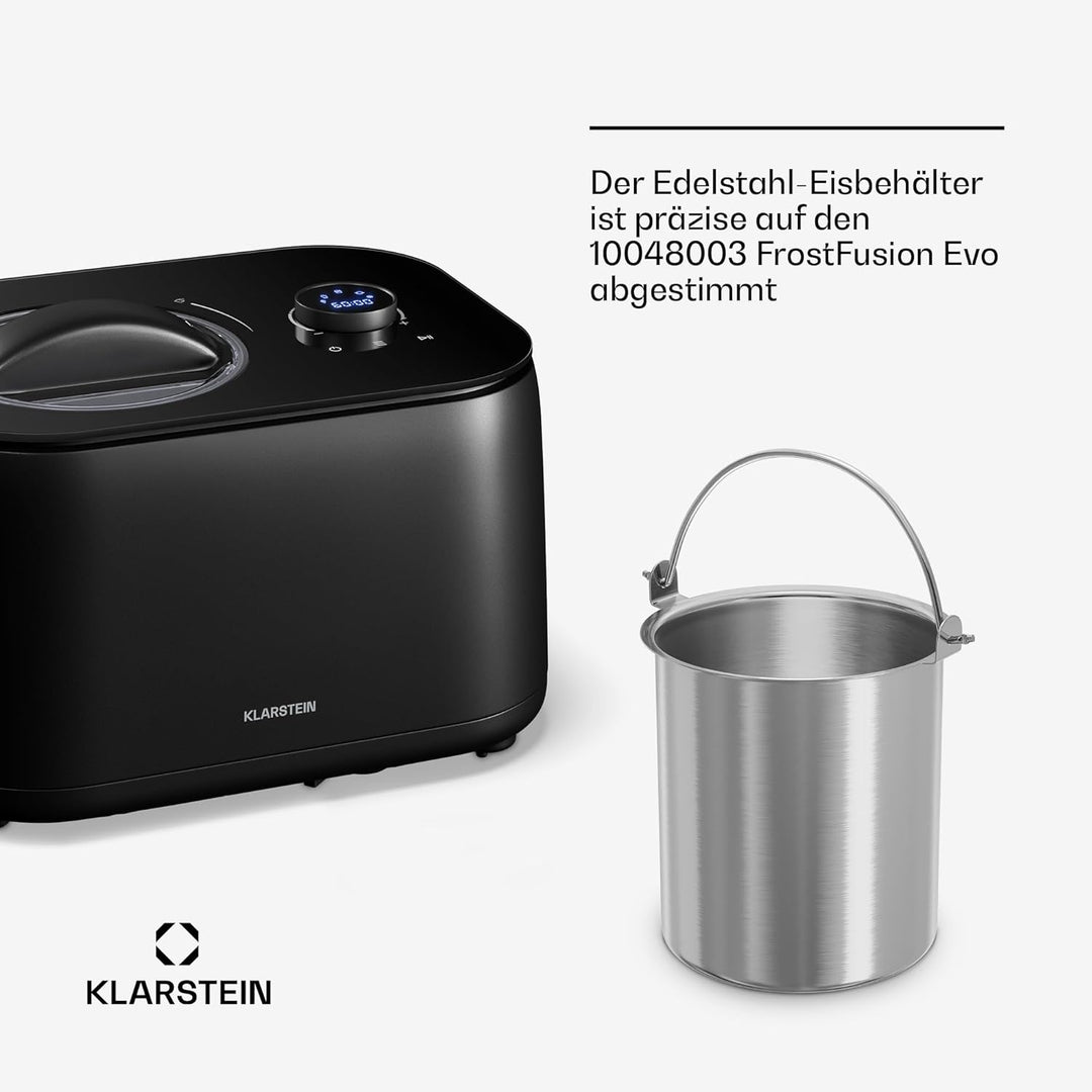 Klarstein FrostFusion Eisbehälter für Speiseeis – 1L Edelstahl, Spülmaschinenfest, Robust, Passend f