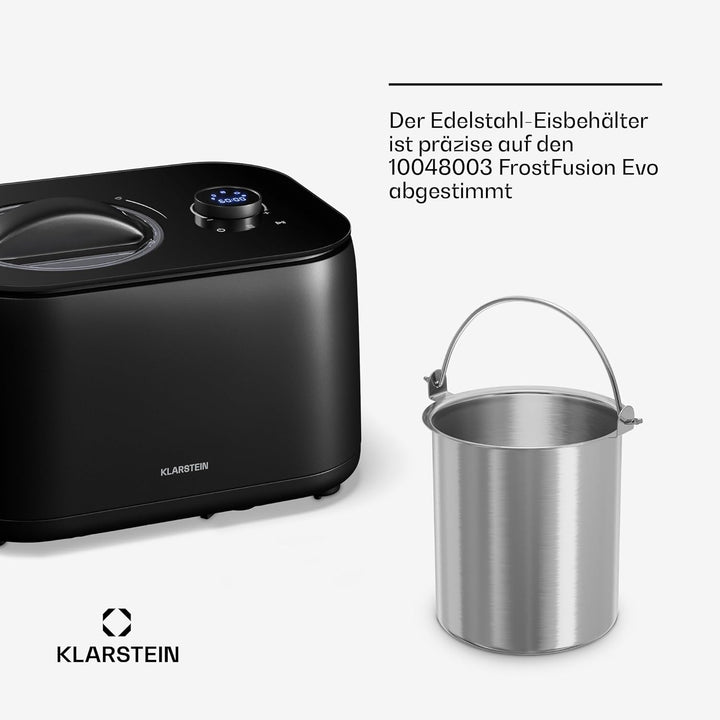 Klarstein FrostFusion Eisbehälter für Speiseeis – 1L Edelstahl, Spülmaschinenfest, Robust, Passend f