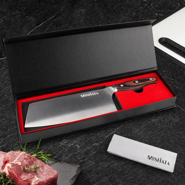 MOSFiATA Hackmesser Kochmesser Klassik Chinesches Küchenmesser 20cm Hackbeil Messer Kochmesser aus D