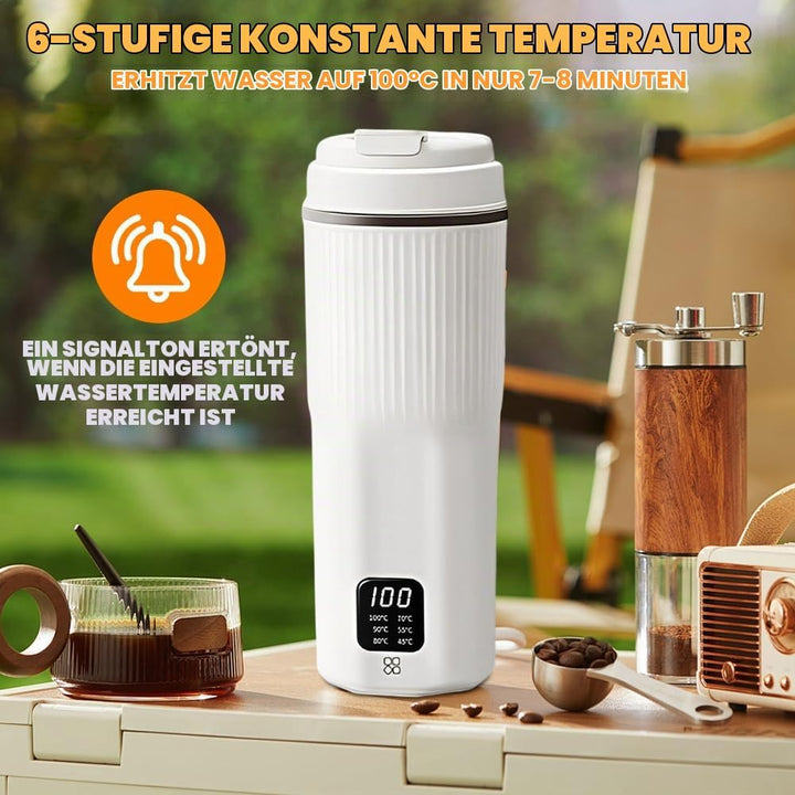 Reise-Wasserkocher,Klein Reisewasserkocher 500ml,6 Temperaturstufen 45-100°C,Digitale Anzeige,Klein