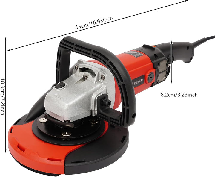 Betonschleifer Set Trockenbauschleifer mit 6 Geschwindigkeiten,Ø 180mm Diamantschleiftopf,Dustless W