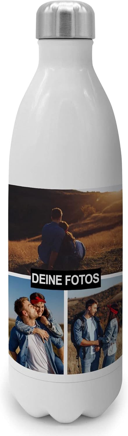 Personalisierte Trinkflasche 'Collage' - Thermo-Trinkflasche mit eigenem Foto selbst gestalten - The