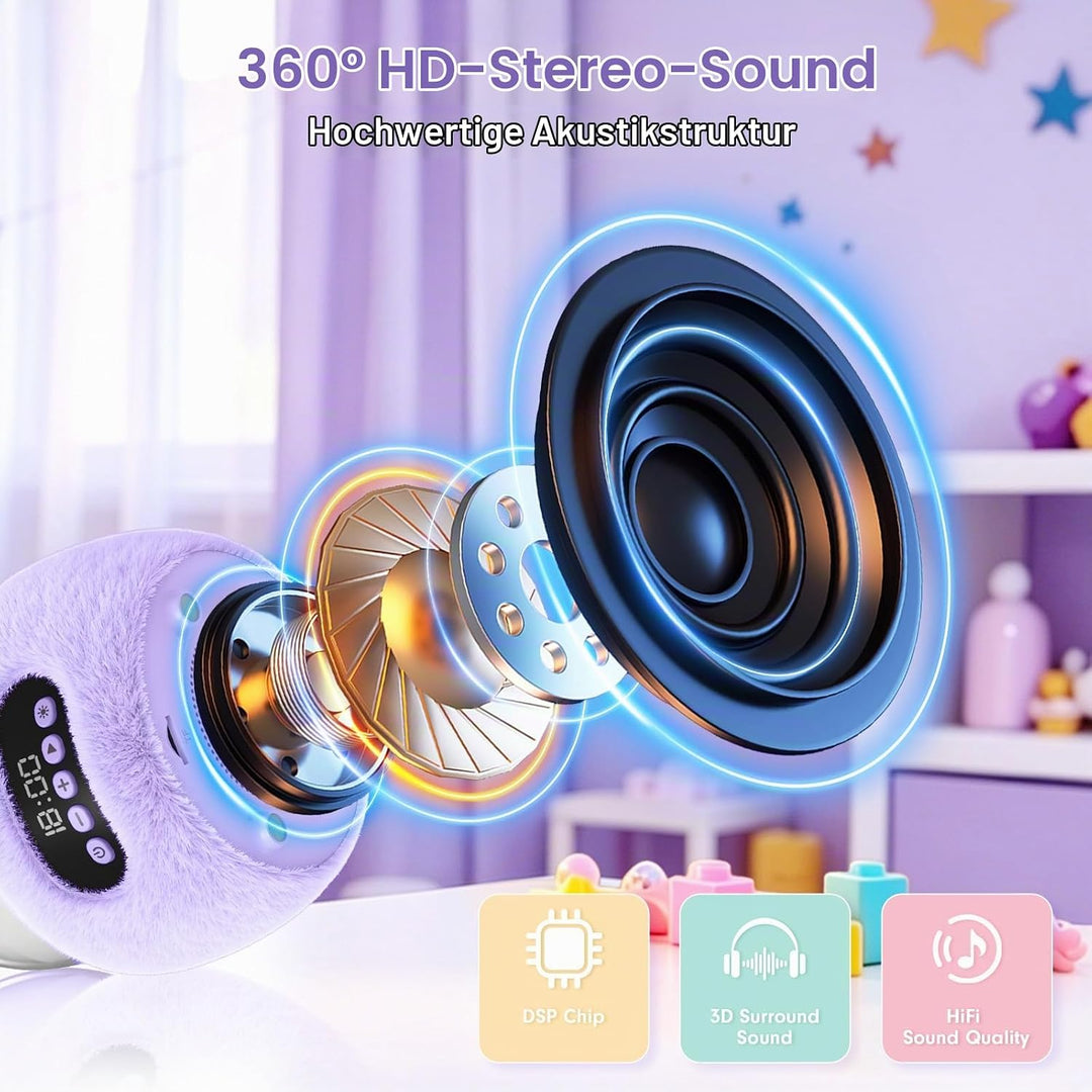 Karaoke Maschine mit 2 Bluetooth Mikrofonen für Kinder 3-8 Jahre | Tragbar, Sichere 85dB Lautstärke,