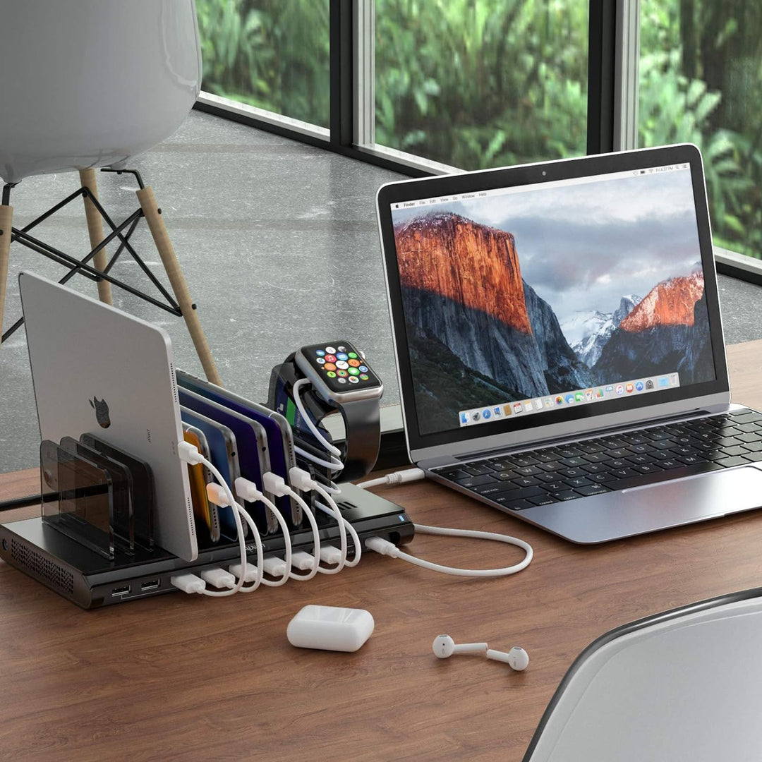 Alxum 120W USB Ladestation Mehrere Geräte mit QC 3.0 Schnellladung,USB Multi Ladestation mit PD 45W