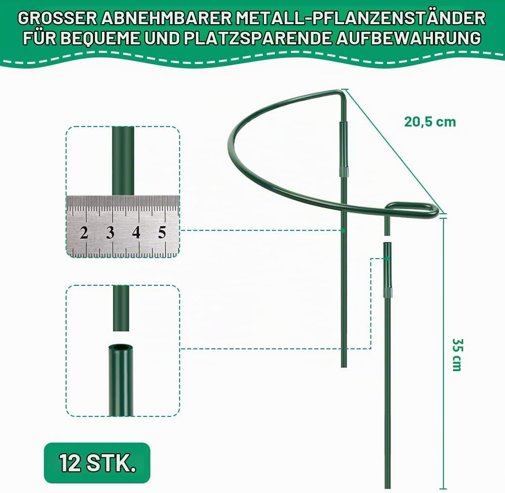 OFFCUP Pflanzenstützen, 12 Stück Pflanzenhalter Ringkäfig 20 * 35CM Staudenhalter Halbrund Metall St