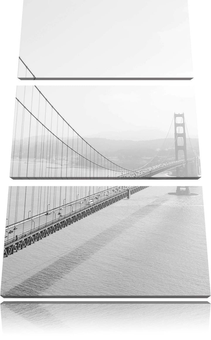 Pixxprint Golden Gate Bridge San Francisco / 3-Teilig/Gesamtmass 120cm Leinwandbild bespannt auf Hol