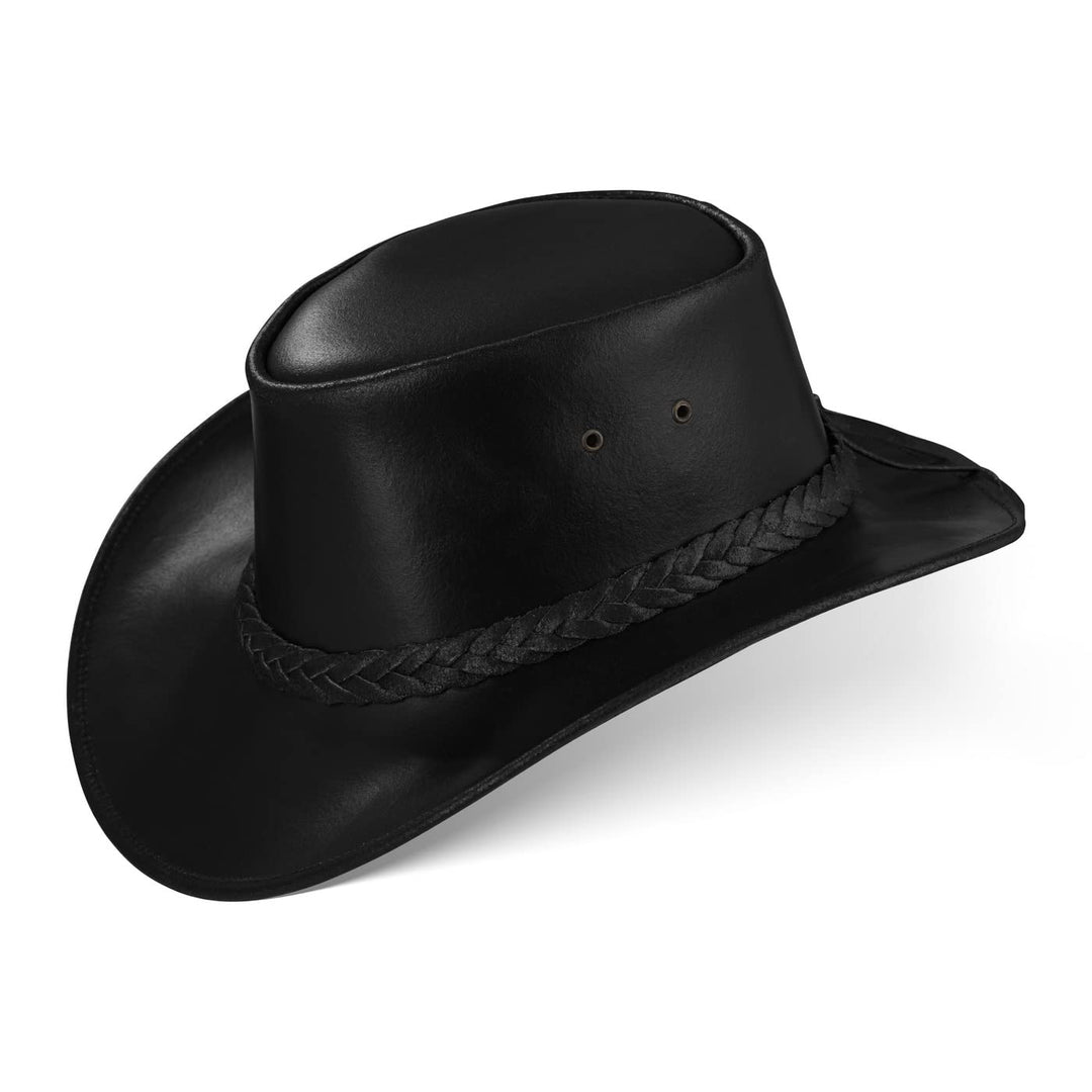 Perth Western Cowboy Reiten Leder Sonnen Hut in versch. Farben M Schwarz, M Schwarz