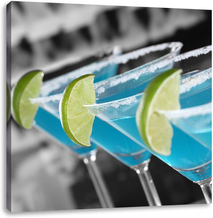 Pixxprint schöne Swimming Pool Cocktails / 70x70cm Leinwandbild bespannt auf Holzrahmen/Wandbild Kun