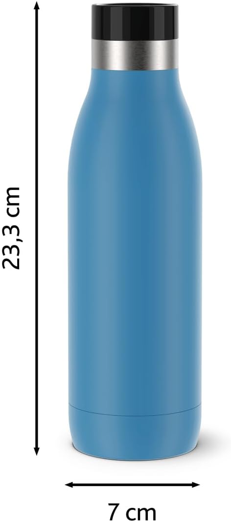 Emsa Bludrop Isolier-Trinkflasche, 0,5 Liter, 100% dicht, Quick-Press Verschluss, Ergonomischer 360°