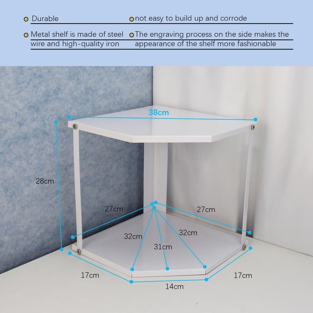HUIJIN (2-Tier weiss) Küche Topf Rack Kochgeschirr Stand Storage Organizer, Küche Eckregal Dreieckig